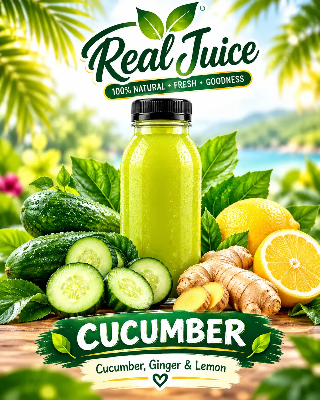 Cucumber juice bottle