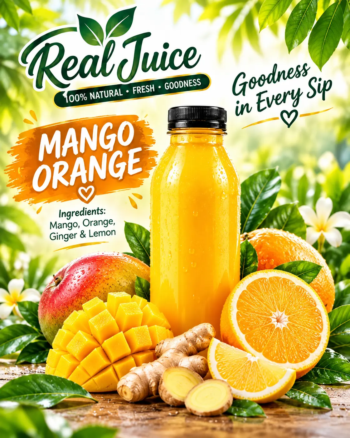 Mango Orange juice bottle