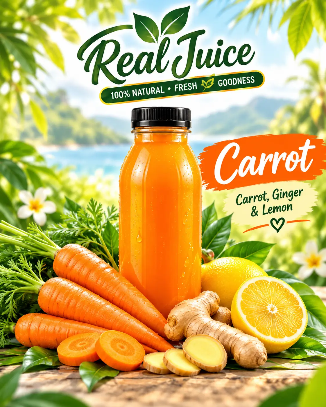 Carrot juice bottle